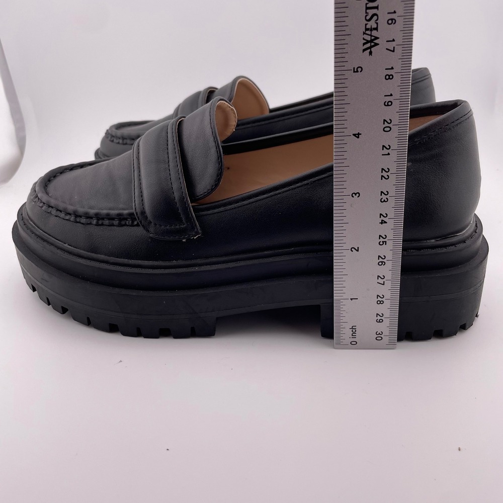 Princess Polly Black Chunky Platform Penny Loafers Lug Sole Shoes‎ Size 6 37 - Picture 4 of 9
